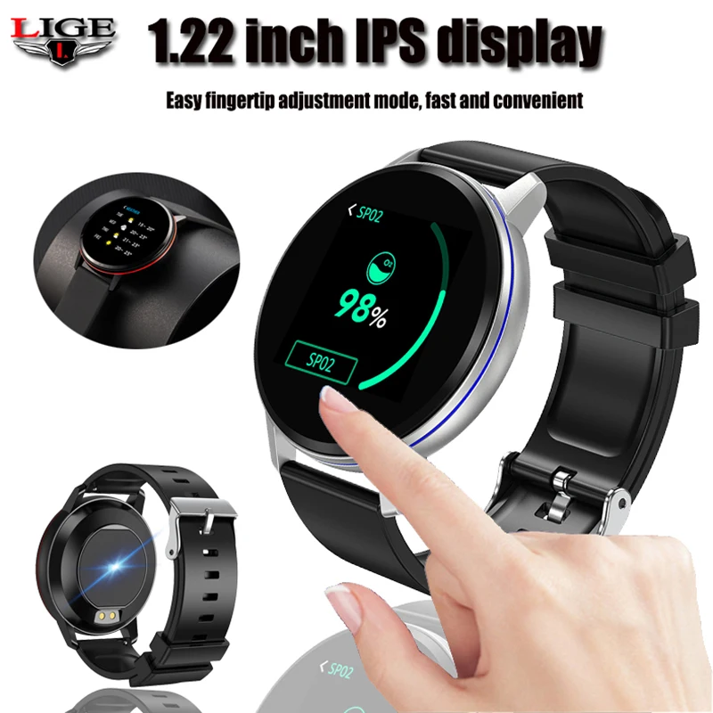 Умный Браслет LIGE IP67 водонепроницаемые фитнес часы Bluetooth подключение Android Ios