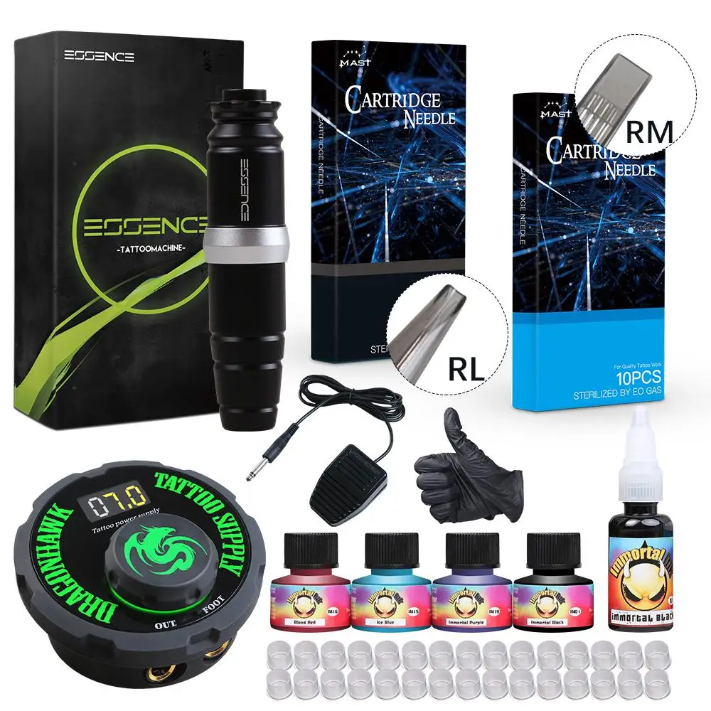 

Dragonhawk Motor Rotary Pen Tattoo Machine Tattoo Kits Set Top Power Supply