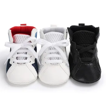 

New Cute Infant Anti-Slip Breathable First Walkers Baby Sneakers Boys PU Casual Toddler Shoes Multicolor Beautiful Sole Material