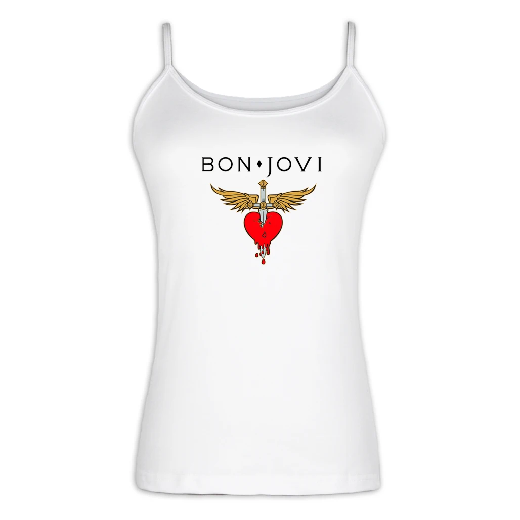 

Bon Jovi Rock Band Wing Heart Sword Print Camisole Women Fitness Cotton Tank Tops for Lady Girl Femme Fashion Cotton Singlet