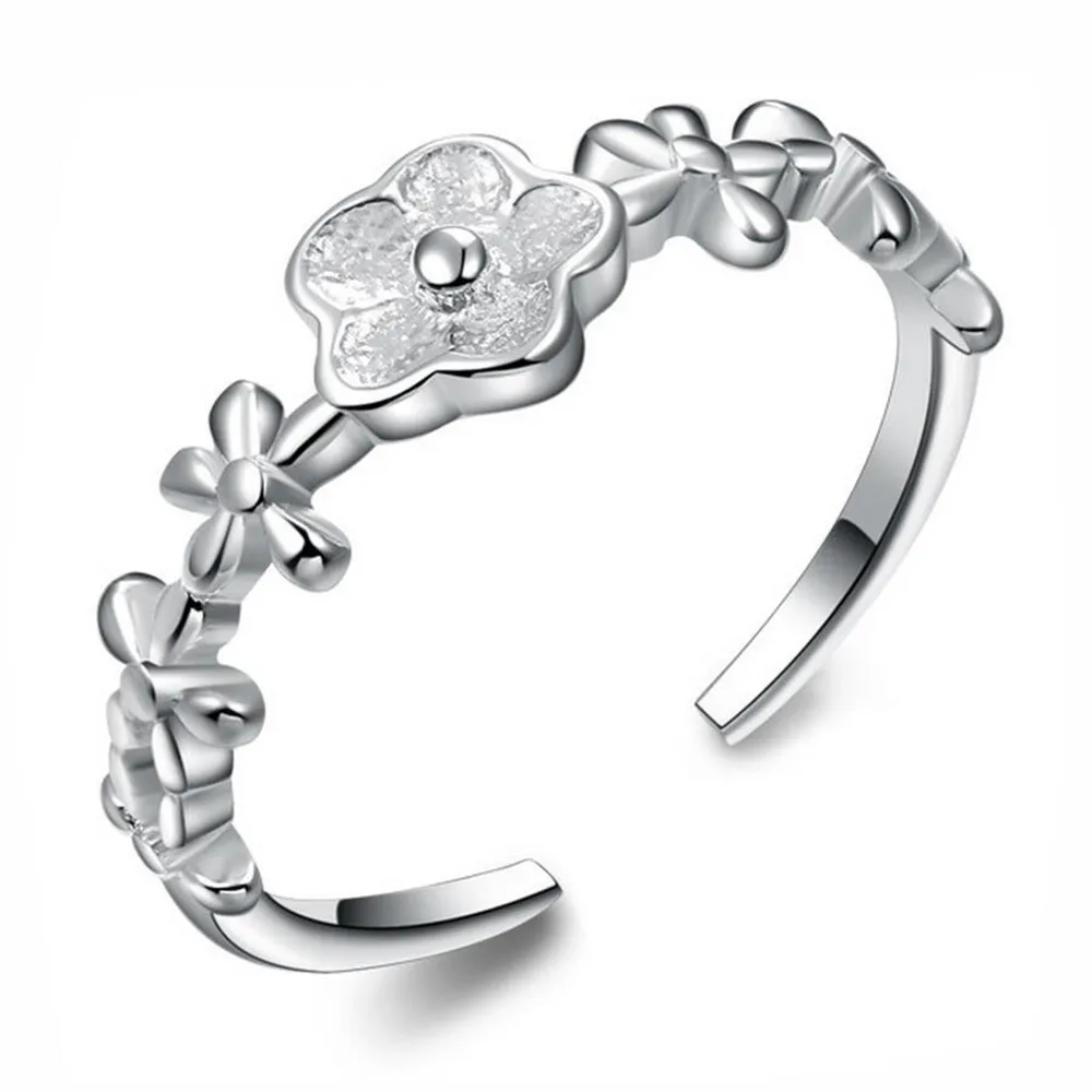 100 Sterling Silver Rings for Women Creative Little Flower Tail Rings
