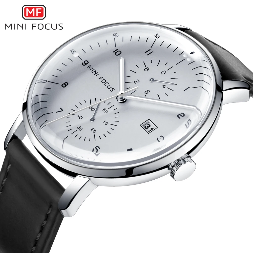 

MINIFOCUS Mens Fashion Watch 2018 Gents Leather Casual Quartz Clock Man Luminous Calendar Waterproof Watches Erkek Kol Saatleri