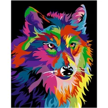 Картинки с животными красочные волк графические рисунки краски DIY живопись комплекты номеров стены Искусство Акриловая картина подарок комнаты декор