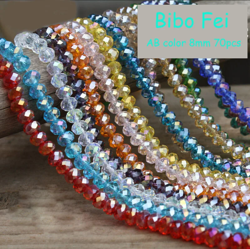 

Free shipping multi color 8mm 70PCS Glass Czech crystal beads, wheel beads,transit beads,bracelet necklace Jewelry Making DIY