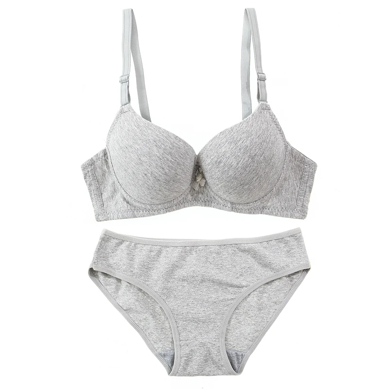 

TERMEZY Cotton Comfortable Bra & Brief Sets young girl underwear thin push up bra set women's single-bra drop shipping