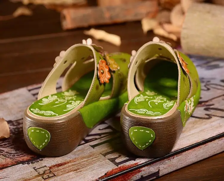Обувь ручной работы из воловьей кожи с перфорацией в народном стиле художественная обувь в стиле ретро mori girl Женская Повседневная Sandals151-6
