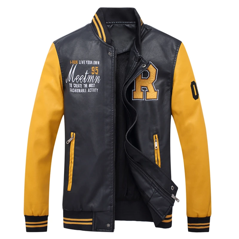2019 новая осенне-зимняя мотоциклетная кожаная куртка, Мужская Повседневная бейсбольная куртка-бомбер, авиационная куртка из искусственной