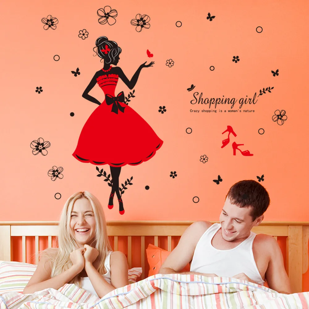 11.11 Fashion Shopping Girl Stickers Decorative Creative Removable Wall