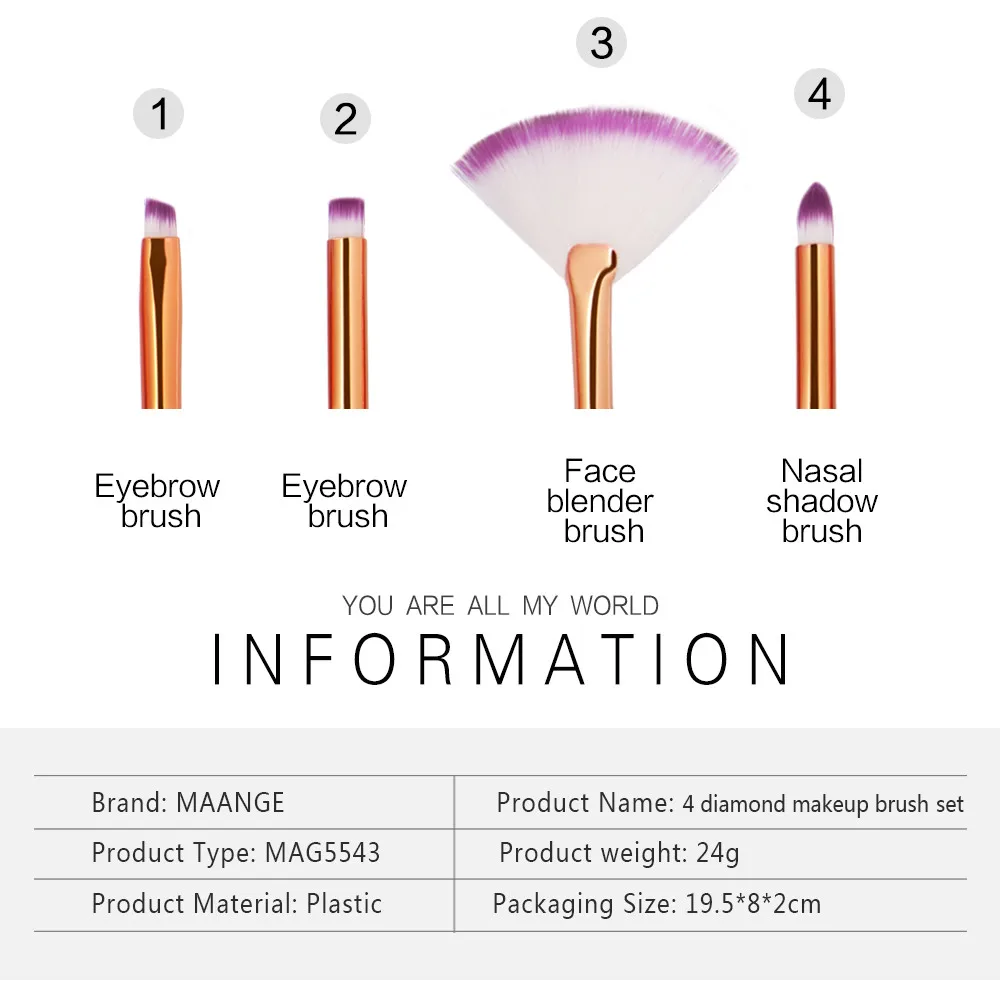 MAG 4 шт. Профессиональные кисти для макияжа, набор кистей для макияжа с деревянной основа, тени для глаз, подводка для губ Косметическая кисть L525