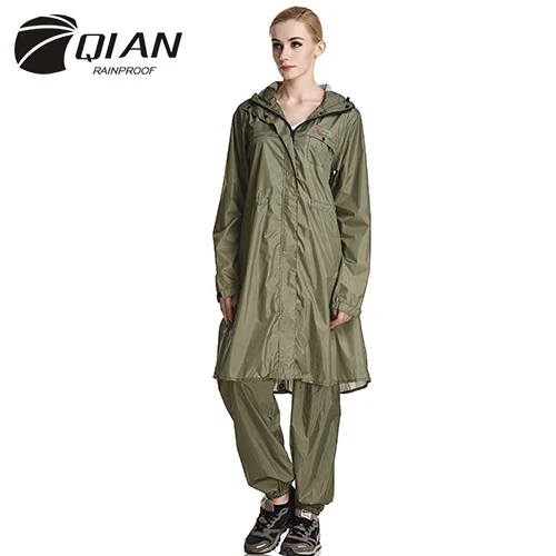 QIAN непроницаемый модный плащ для женщин/мужчин водонепроницаемый плащ пончо дождевик женский портативный дождевик пончо - Цвет: Зеленый