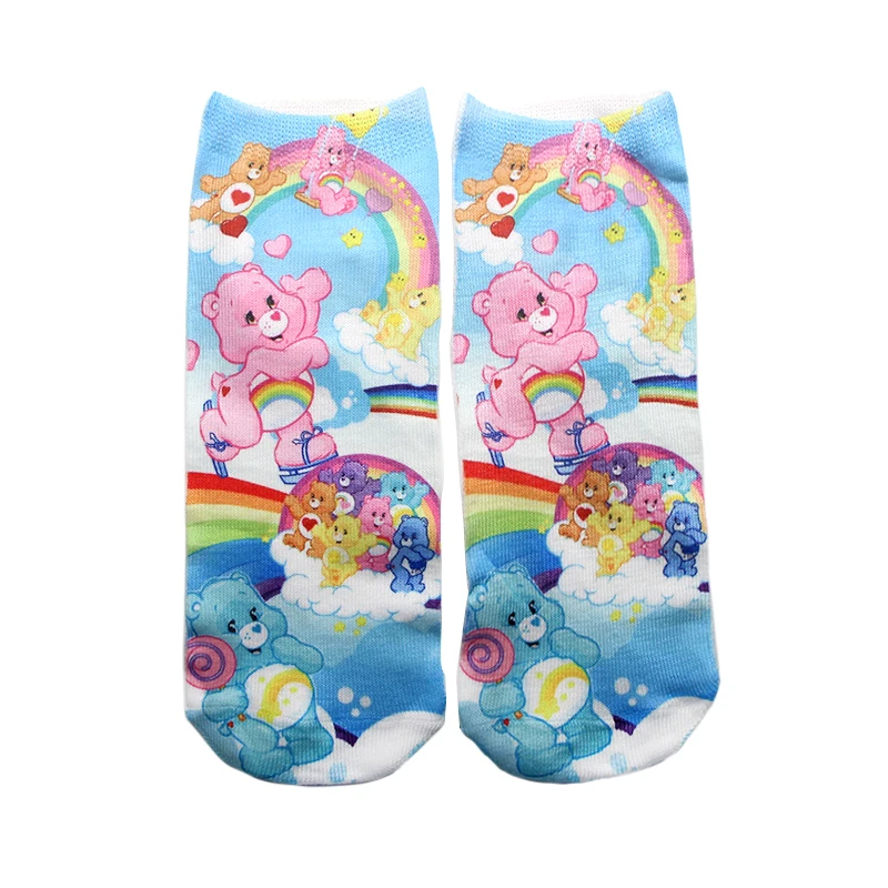 

K157 1 Pairs Care Bear Cartoon Casual Invisible Summer Socks Short Low Cut No Show Socks Cotton Funny Happy Boat Socks Girls