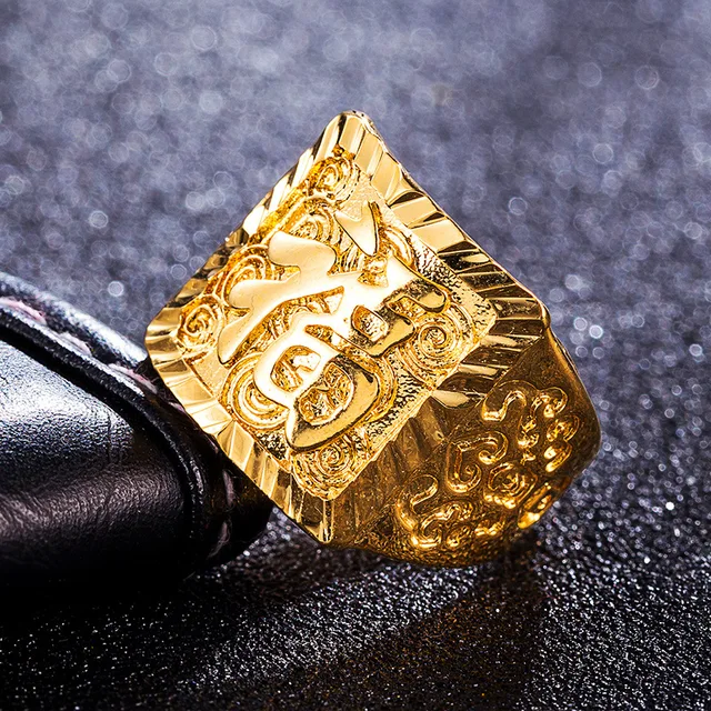 VAMOOSY Dubai Fashion 24K Gold Color Ring Men Wedding Paty Accessories