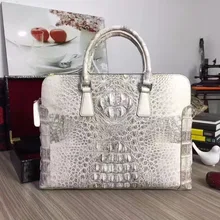 Натуральная крокодиловая кожа, мужская деловая сумка для ноутбука Himalaya, белая, Мужская крокодиловая кожа, мужской портфель, сумка