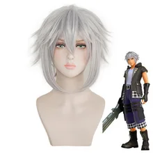 New Arrival Halloween Costume Kingdom Hearts Riku Cosplay Wig Short Silver Grey Role Play Synthetic Hair shokugeki no souma megumi tadokoro blue braid cosplay wig halloween role play wig accessory