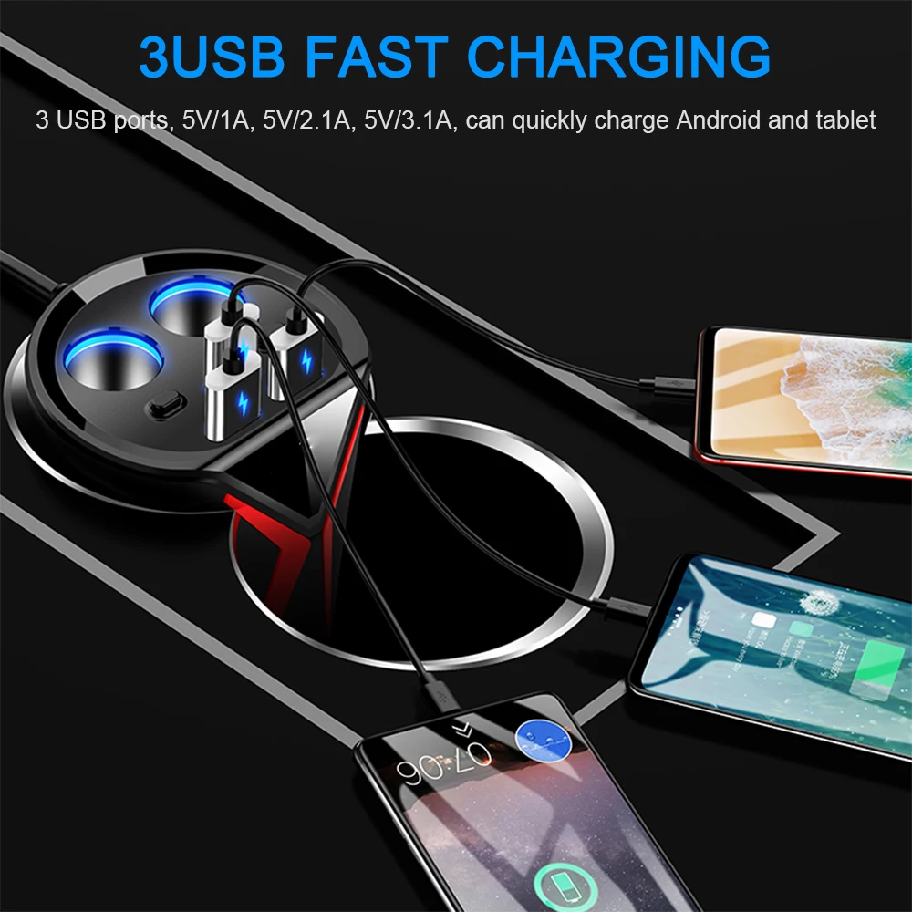 Автомобильное зарядное устройство 3 USB 3.1A два порта прикуривателя 12 V 24 V мобильный телефон зарядное устройство автомобиль чашка-Форма зарядное устройство