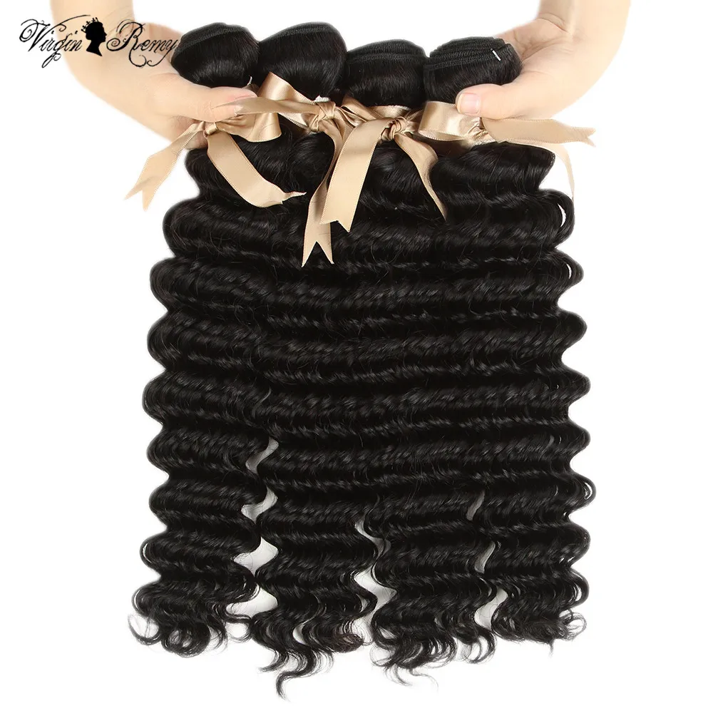 Pelo indio crudo reina virgen Remy indio onda profunda paquetes de pelo humano armadura paquetes de oferta 3 4 paquetes de oferta 30 pulgadas paquetes