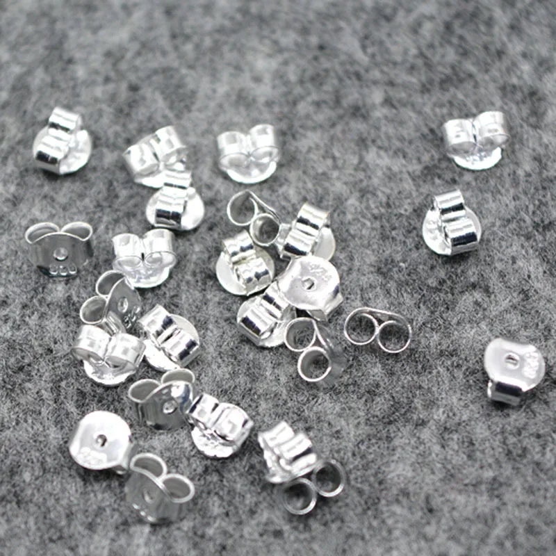 

50pcs/lot 925 Silver Earrings Back Findings For Stud Earrings Findings Butterfly Earring Stopper Fit DIY Earring Jewelry Marking