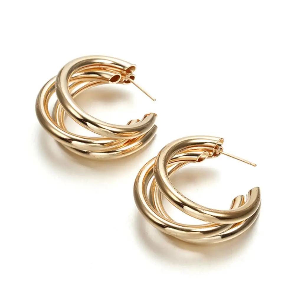

2019 New Arrival Fashion Temperament Multi-layer Earrings Geometric Metal Circle Earrings For Women Girls Jewelry Gifts
