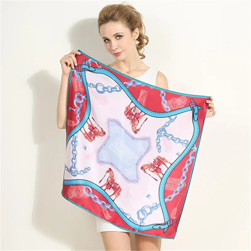 

Leayh 100% Silk Square Scarf Women Fashion Shawl & Wraps Hijab Head Scarves Female Printed Neckerchief Large Bandana 70*70cm