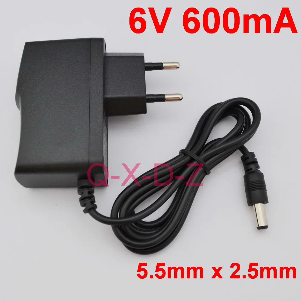 1PCS High quality 6V 600mA AC 100V-240V Converter Switching power adapter DC Supply EU Plug 5.5mm x 2.1mm-2.5mm | Электроника