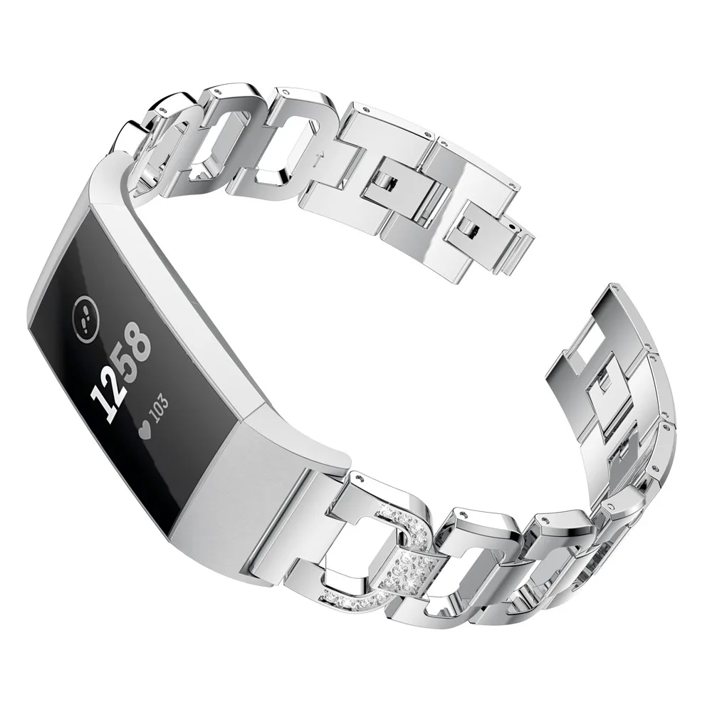 Модные роскошные часы, ремешок, металлические браслеты, сменные регулируемые ремешки, кристалл для Fitbit Charge 3, Смарт-часы, ремешок, ремень