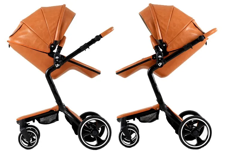 Двусторонняя коляска для новорожденных может сидеть на кожаном откидывании спальной корзины с простым дизайном и благородным темпераментом