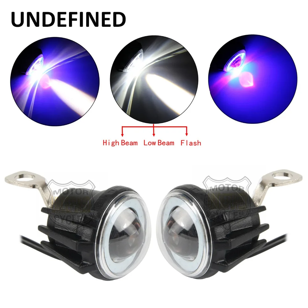 

12V Fog Light Motorcycle Headlight LED Flash Angel Eye Light Work High/Low Beam Lamp Spotlights Custom