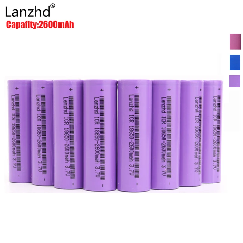 

8PCS 18650 Rechargeable Battery 3.7v 2600MAH rechargable Li-ion Battery original ICR18650 Batteries for Electric bicycle