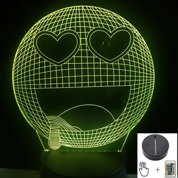 

Free Shipping 7 Colors LED Night Light 3D Illusion drool Emjoy Table Lamp Creative Home Decor Touch Switch USB Novelty Light