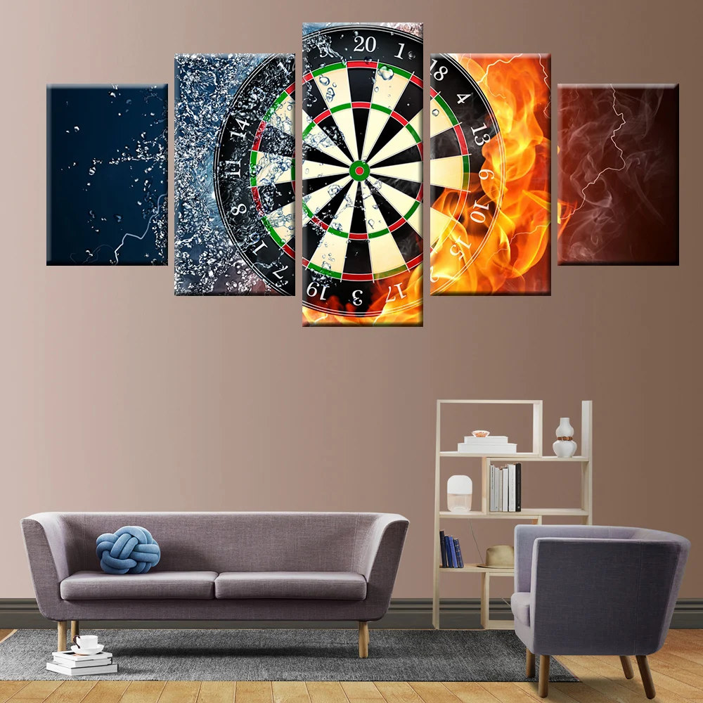 

5 pieces of high-definition printing darts flame canvas painting poster picture wall artist living decoration living room or roo