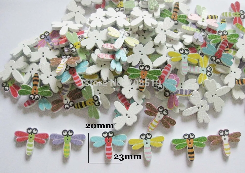 

WB0052 Baby buttons mixed 150pcs randomly embellishments sewing button wood Dragonfly shape
