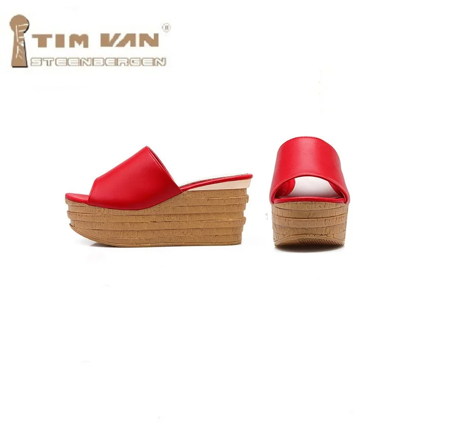 

Spring women's wedges slippers street high Black Silver red white Mules Sandals High Heels Platform Beach