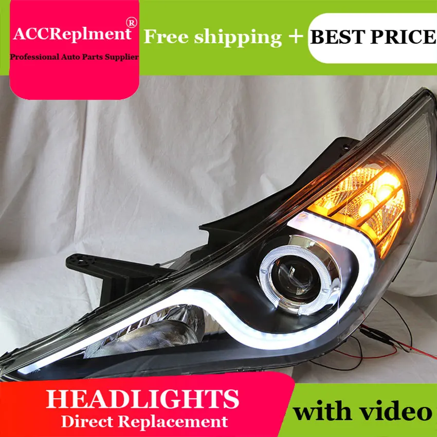 Автомобильная светодиодная фара для Sonata 2011-2014 S-типа Angel eye Led drl H7 hid Биксеноновые