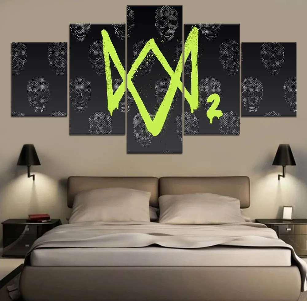 

Watch Dogs 2 Game HD Print Decor 5 Piece Painting Canvas Modern Decor Painting Canvas Wall Art Home Living Room Painting Artwork