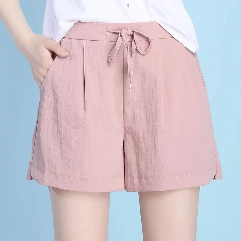 

fashion Shorts women 2019 summer Casual Loose Pockets Large size 4XL Shorts Solid color High Waist Elastic Shorts women