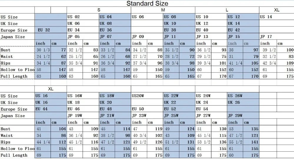 size chart 