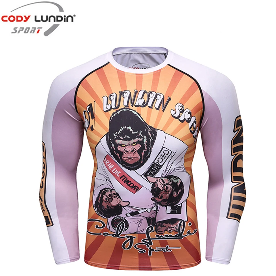 Футболки Rashguard Jiu Jitsu Mma длинный рукав, дышащий Муай Тай футболка с принтом обезьяны Bjj колготки Sanda футболка ММА Боксерские майки