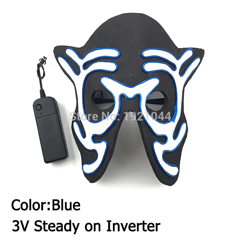 Steady on-Blue Стиль M форма маска для лица маска из ЭВА EL провода светящаяся маска с 3V контроллер 10 цветов Выберите Хэллоуин вечерние украшения маски - Цвет: Steady on-Blue