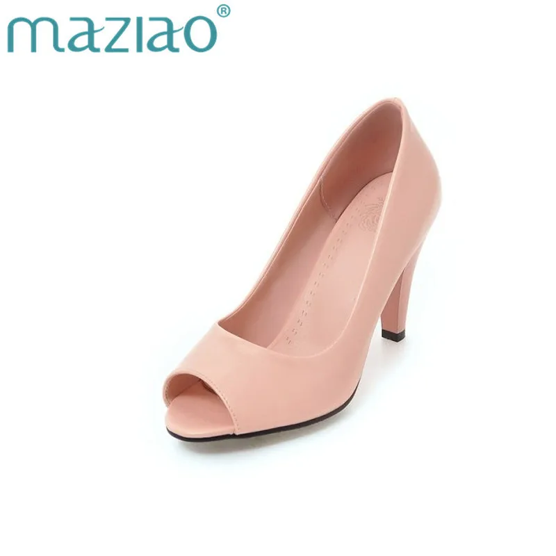 

MAZIAO Spring Hot Peep toe High Heels Women Shoes Fashion Women's Pumps Ladies Sexy Red white Nude OL office Wedding Shoes Woman