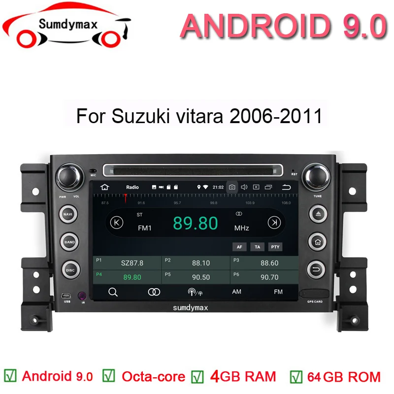 Best Android 9.0 Car Multimedia Player For SUZUKI grand vitara 2005-2011 car stereo audio with octa core 4G 64G  1024*600 HD 0