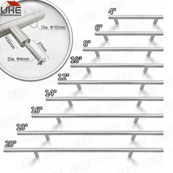 UKE 4 24 Stainless Steel Handles Diameter Kitchen Door Cabinet T Bar Straight Handle Pull Knobs Furniture Hardware