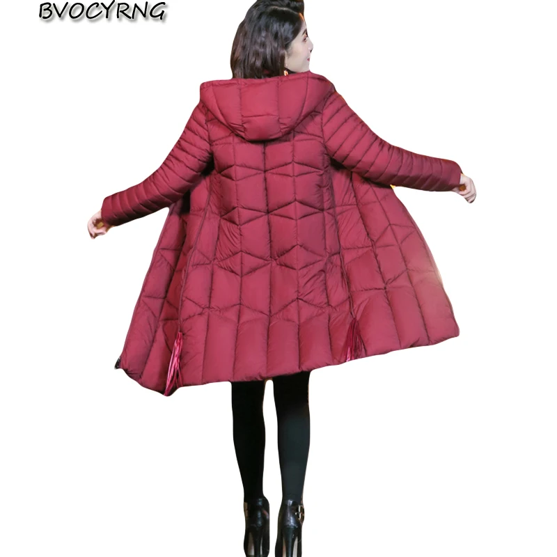 

2018 Down Cotton Women Winter Coat Hooded Jackets Female Large Size Leisure New womens Outewear Winter Long Warm Parka K0512