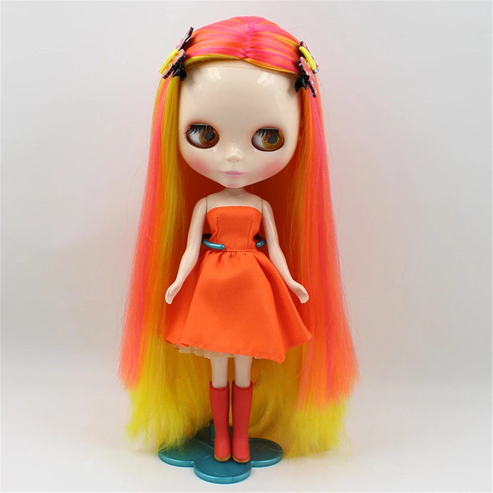 Blyth 1/6 Nude Doll Long Straight Hair Mixed Color Hair Normal Body Suitable For DIY NO.3208303822061290 Free Shipping