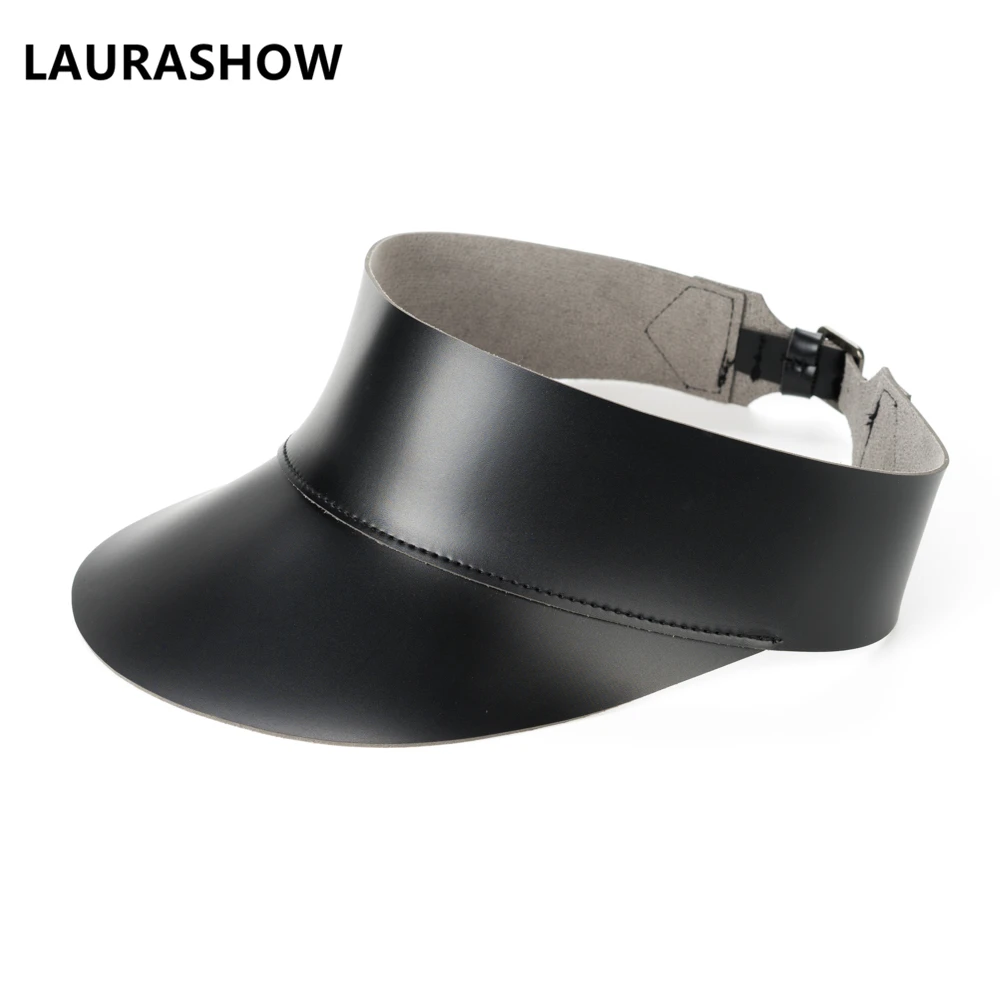

Laurashow Women Handmade Faux Leather Summer Cap Girl Straw Hats Beach Sun Hat