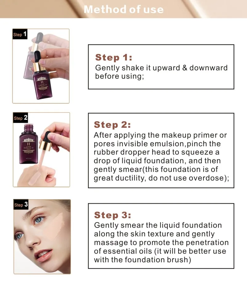 HENLICS Organic Plant Essential Oil CC Cream Face Makeup Liquid Foundation Concealer with Moisturizer Oil-control Function (10)