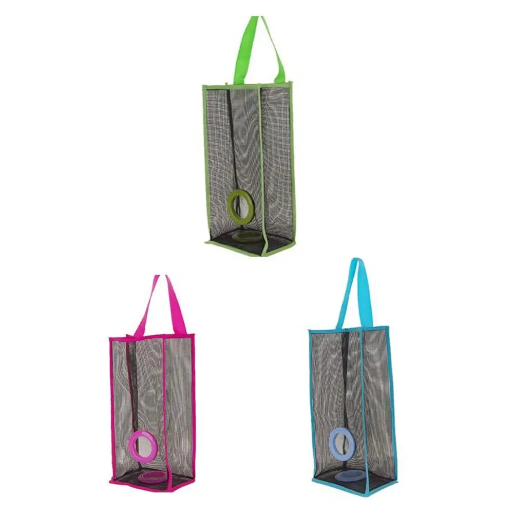 

2Pcs Plastic Bag Holder Hanging Storage Mesh Garbage Dispensers Folding Trash Bags Organizer Home Recycling Shopping Pocket