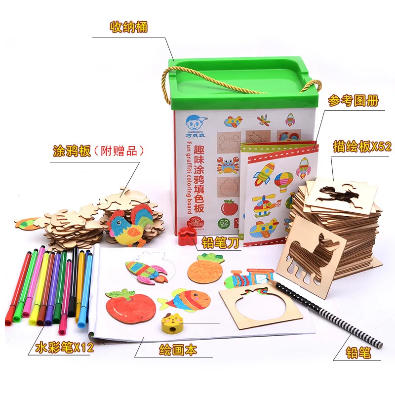 Free shipping Children's wooden animal models Copying Notebook toy, plates, paintings, creative templates, puzzle toys
