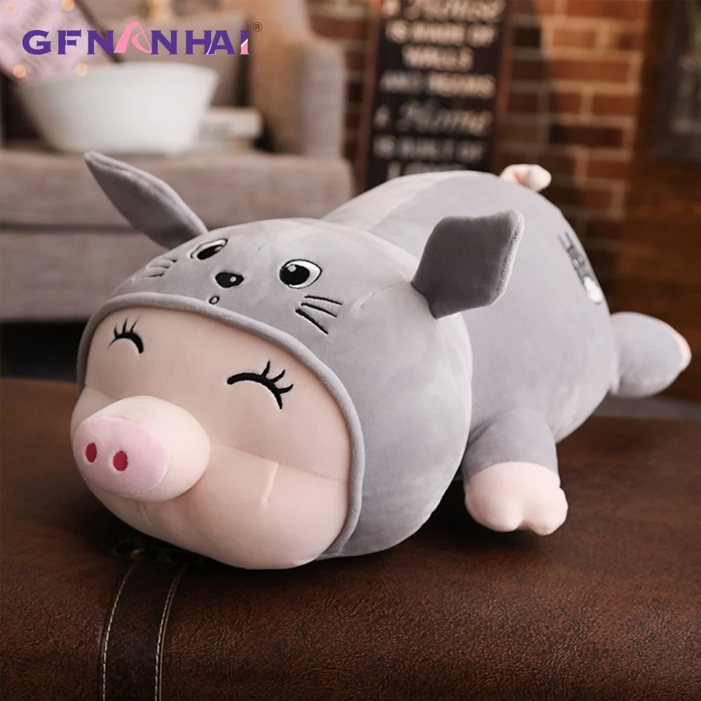 

1pc 30/45cm Cute Pig Turn to Totoro Panda Plush toy kawaii Lying Animal Pig Pillow Stuffed Lovely Toys for Kids Birthday Gift