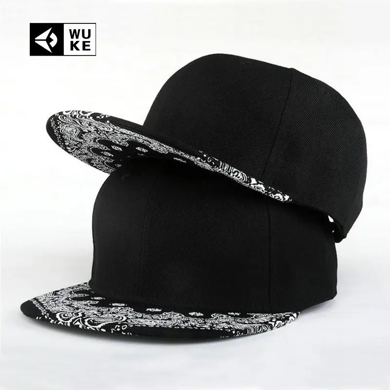 WUKE-Bone-Mens-Baseball-Cap-Women-Flat-Brim-Cashew-Flowers-Gorras-Hombre-Five-Panel-Snapback