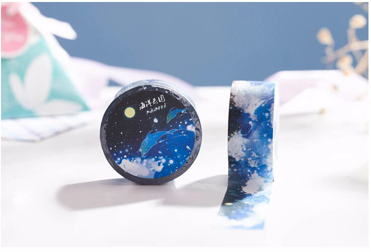 1 коробка Новый 2 см шириной Океан Дельфин замок клейкая лента DIY Скрапбукинг